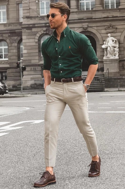 Men's formal Office Outfits with Beige Colour Pants Combination Ideas | Men  fashion casual shirts, Mens smart casual outfits, Mens business casual  outfits