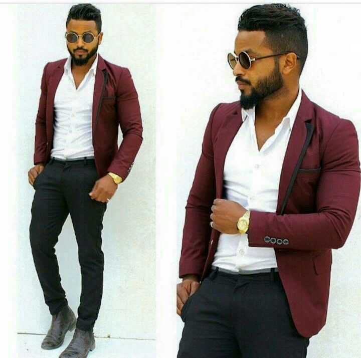 Dark Red & Maroon Pants For Guy's With Shirts Combination Outfits