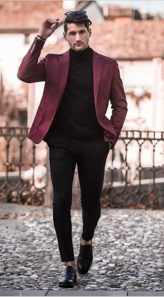 Dark Red & Maroon Pants For Guy's With Shirts Combination Outfits