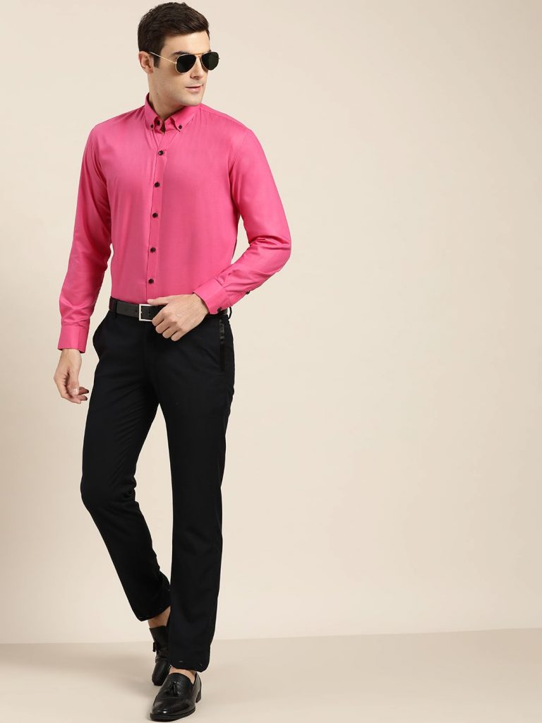 Buy DHARMESH ENTERPRISE Men Pink Solid Lycra Blend Casual Trousers (30)  Online at Best Prices in India - JioMart.