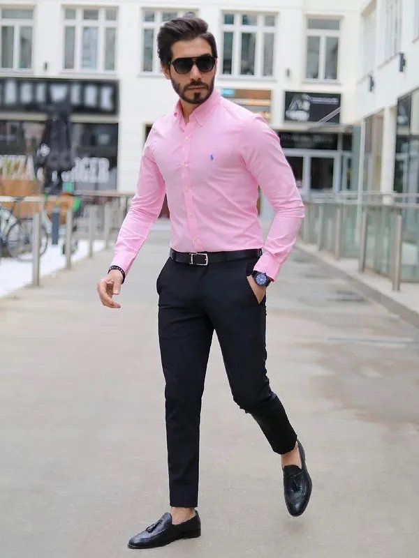 Stripe Formal Shirt In Pink Snow