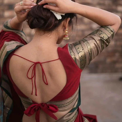 20+ Trendy Backless Blouse Designs To Look Like A Celebrity