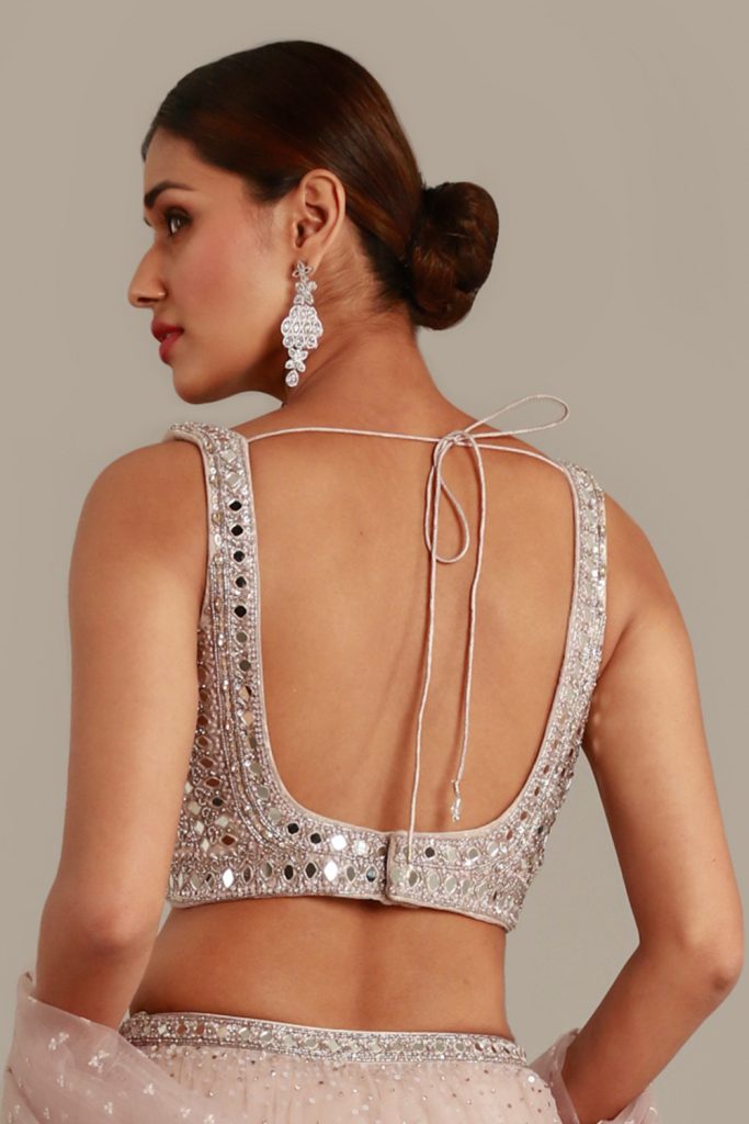 Mirror Work Backless Blouse