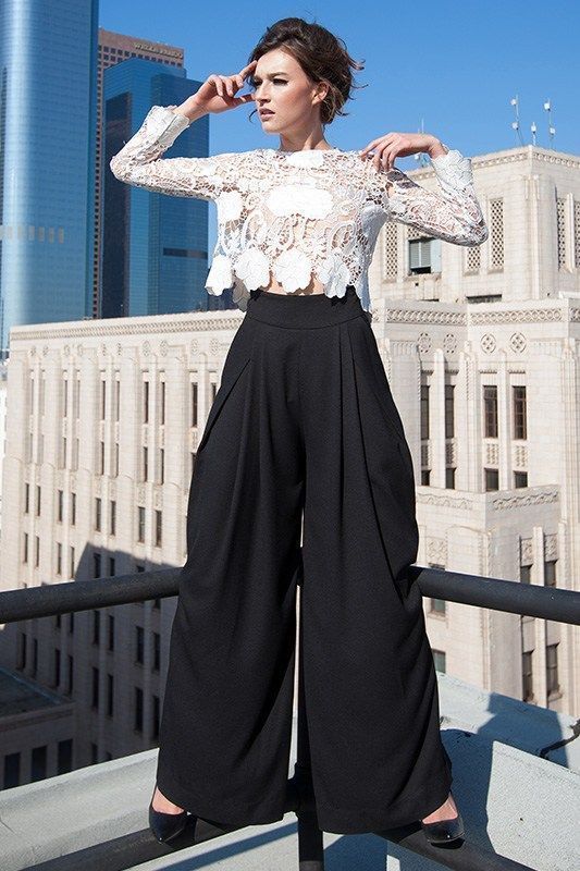 ZARA Black Satin Wide Leg Pull On Palazzo Pants Size XS with Side Pockets  BNWT | eBay